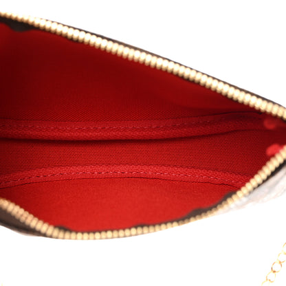 Louis Vuitton Damier Ebene 2019 Christmas Animation Mini Pochette Accessories Red 5 of 7