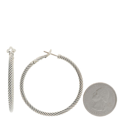 David Yurman Sterling Silver 45mm Cable Classics Hoop Earrings 2 of 4