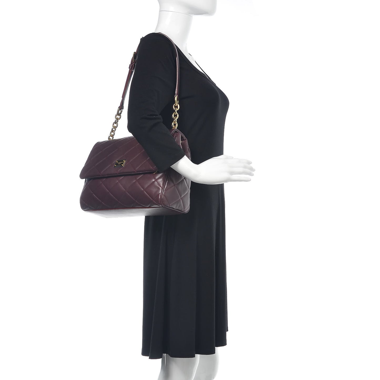 Lambskin Quilted Kate Shoulder Bag Burgundy