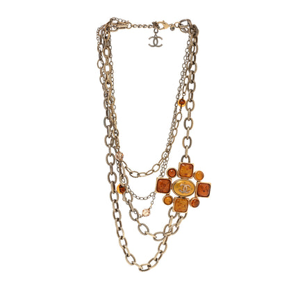 Chanel Glass Gripoix CC Multi Strand Chain Necklace Gold 1 of 5