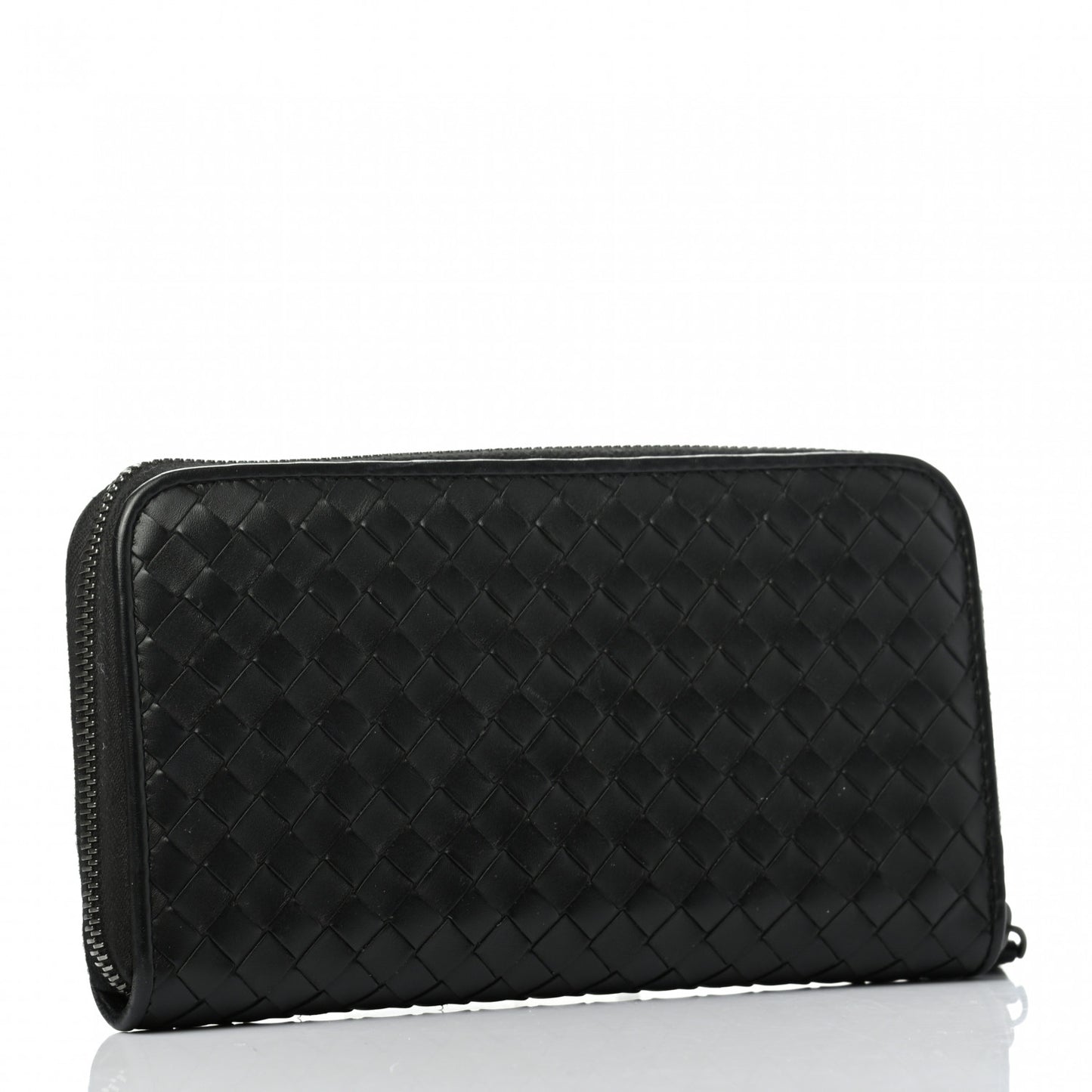 Nappa Intrecciato Zip Around Wallet Black