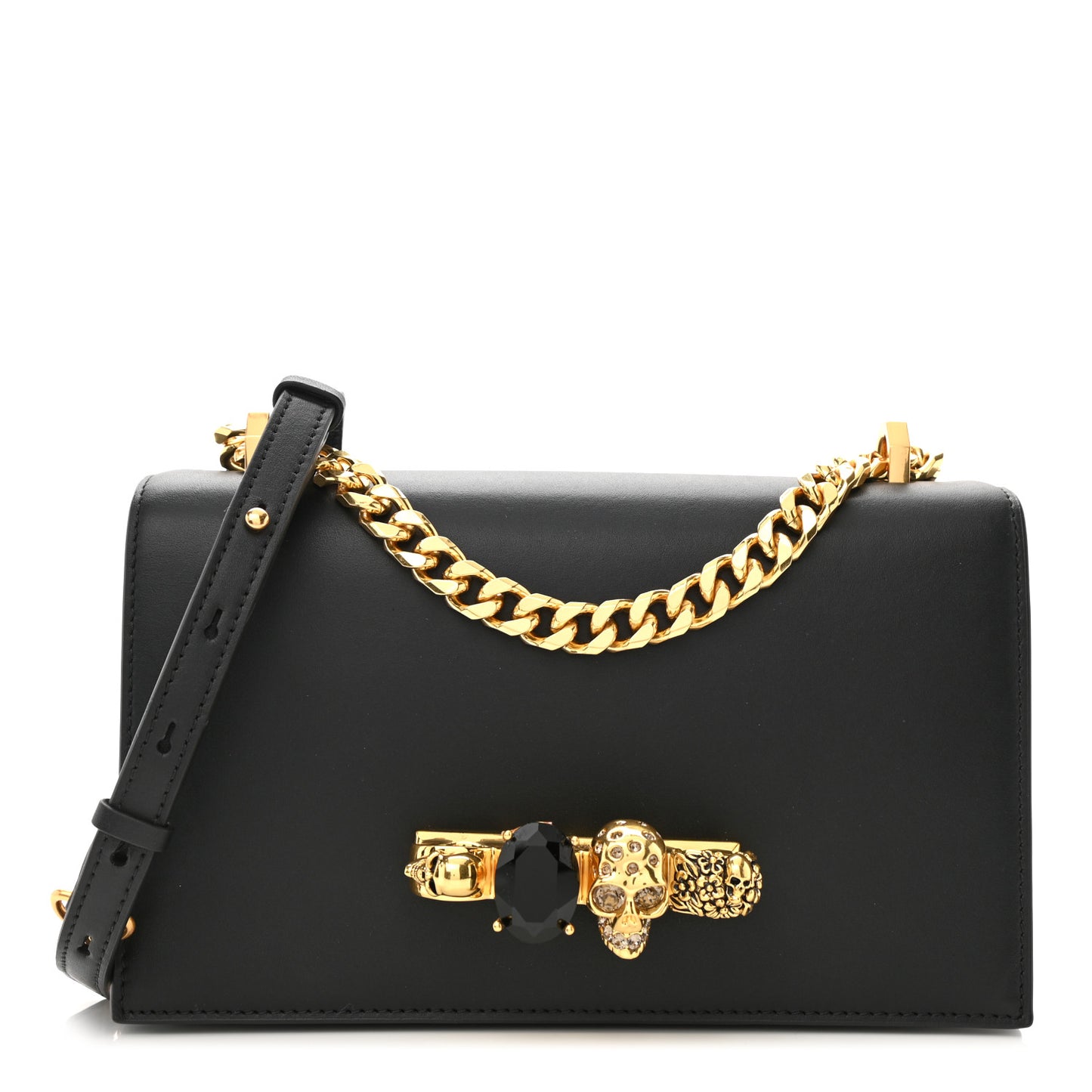 Calfskin Knuckle Shoulder Bag Black