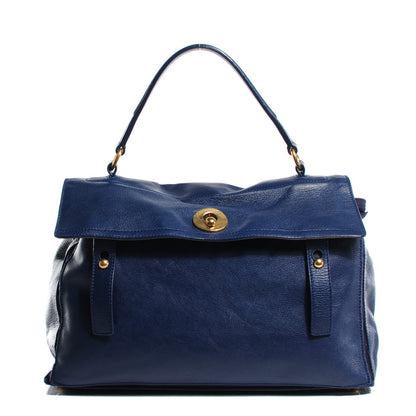 Saint Laurent Calfskin Canvas Medium Muse Two Navy 1 of 9