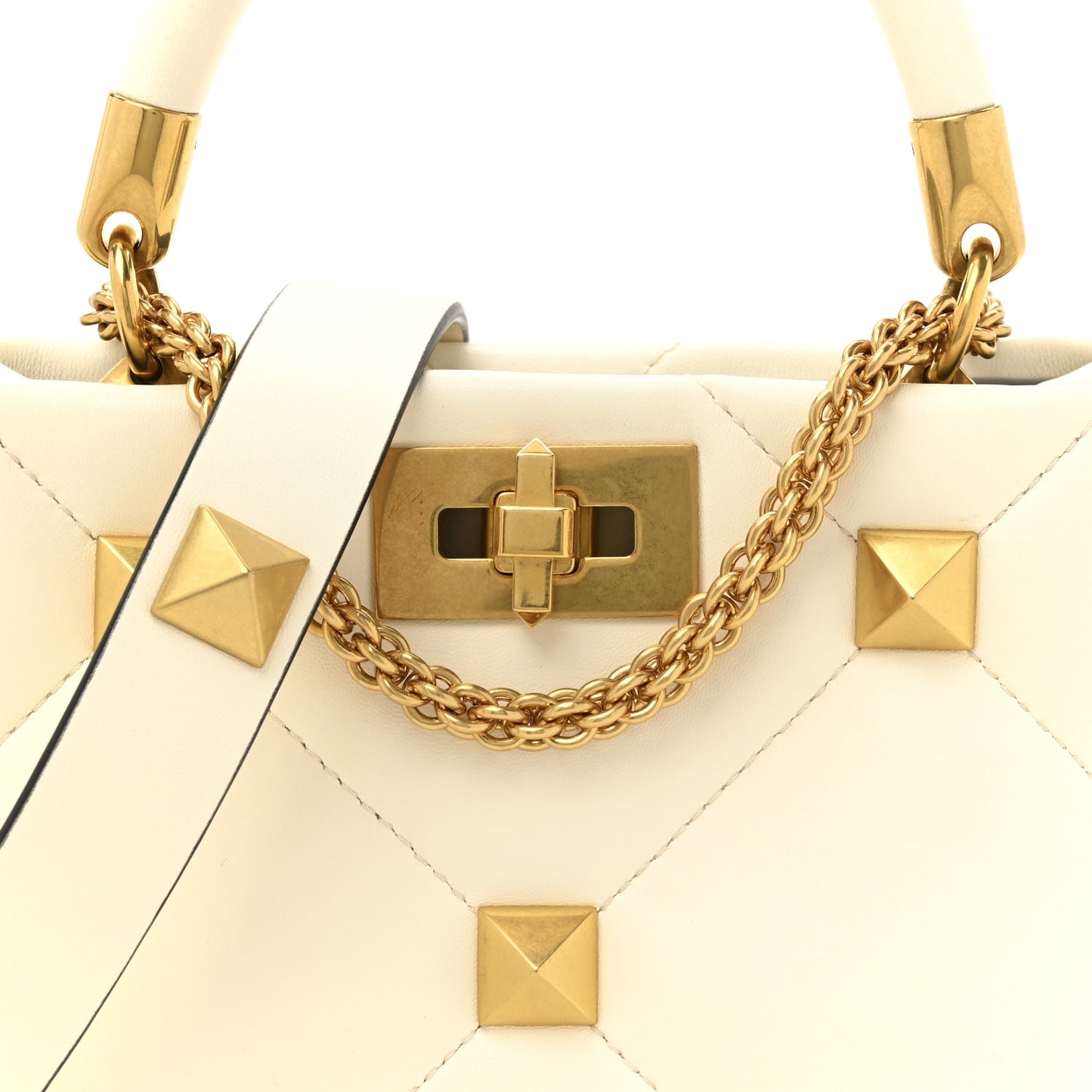 Nappa Small Roman Stud The Handle Bag Ivory