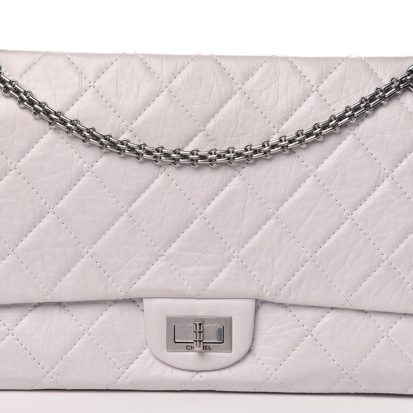 Aged Calfskin Quilted 50th Anniversary 2.55 Reissue 228 Flap White