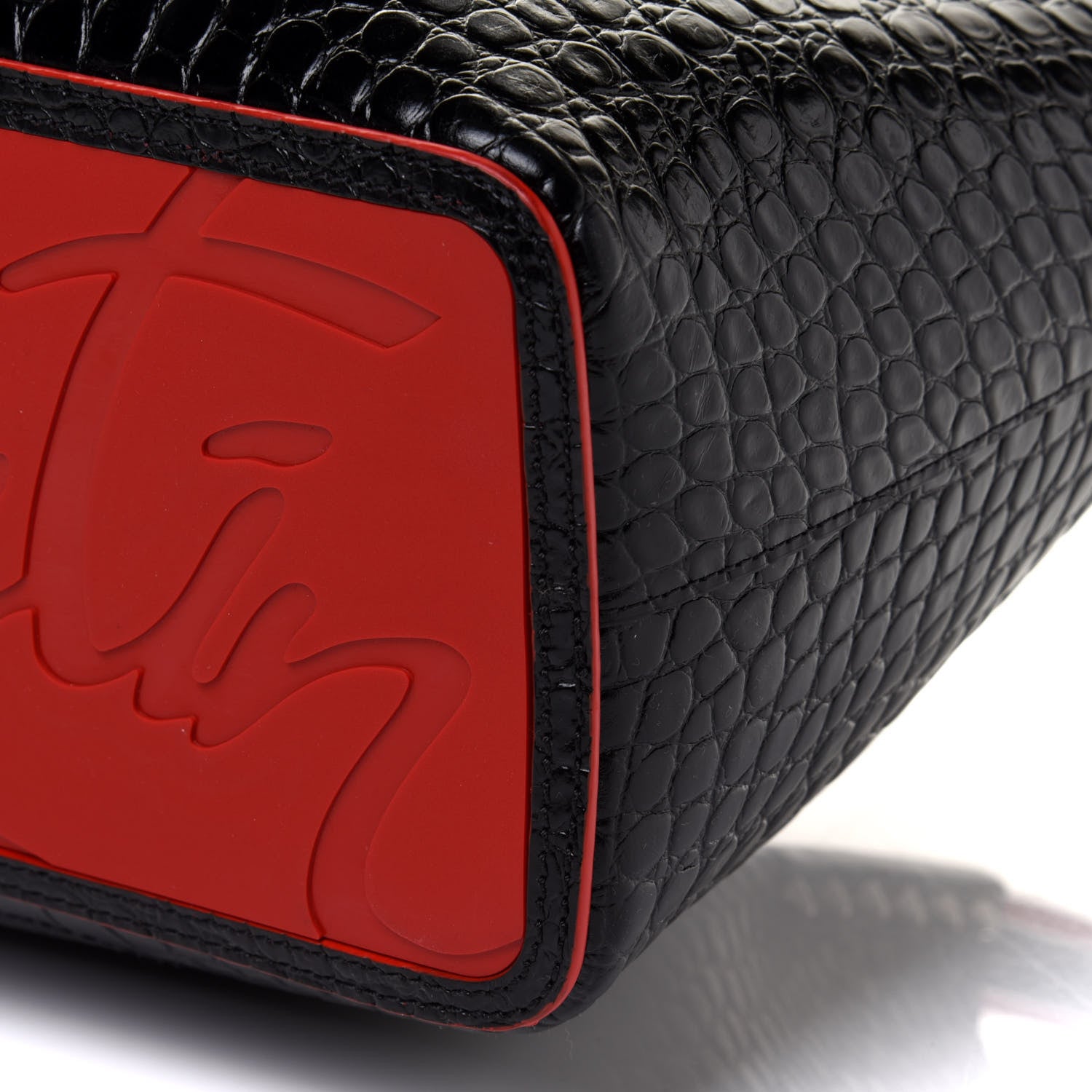 Christian Louboutin Crocodile Embossed Calfskin Spiked Small Cabarock Shopper Tote Black 8 of 8