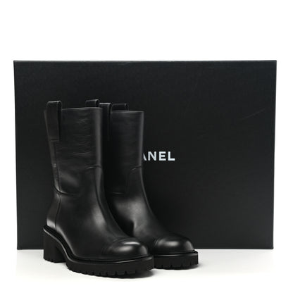 Chanel Calfskin CC Ankle Boots 35 Black 10 of 10