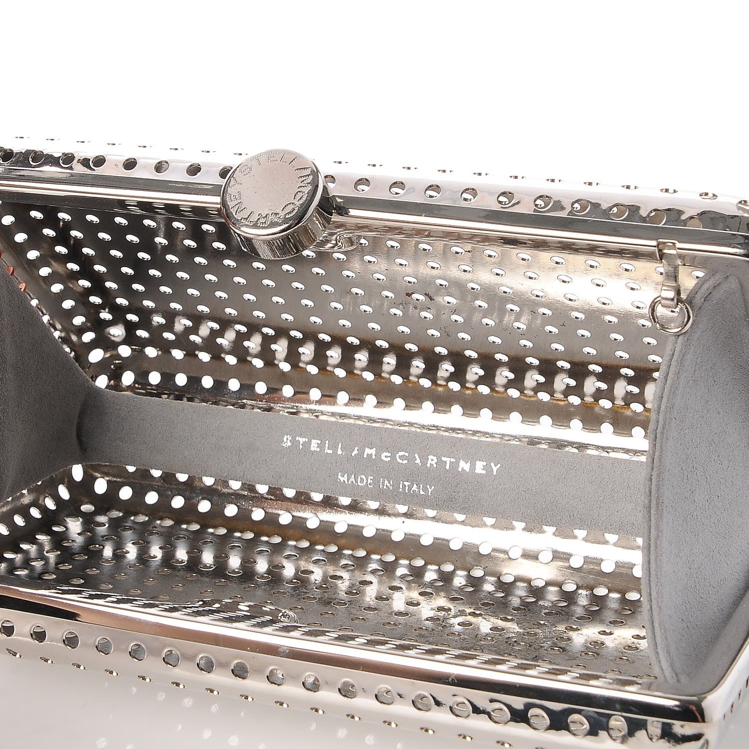 Stella McCartney Metal Perforated Kasia Crossbody Clutch Bag Silver 5 of 8