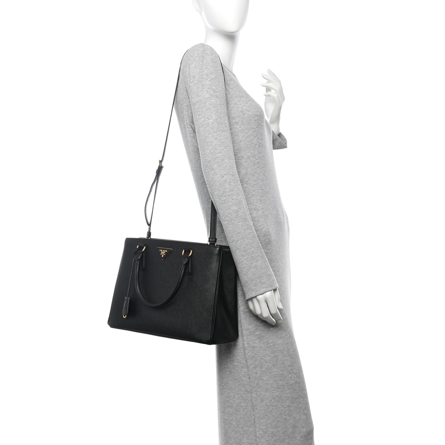 Saffiano Lux Medium Tote Black