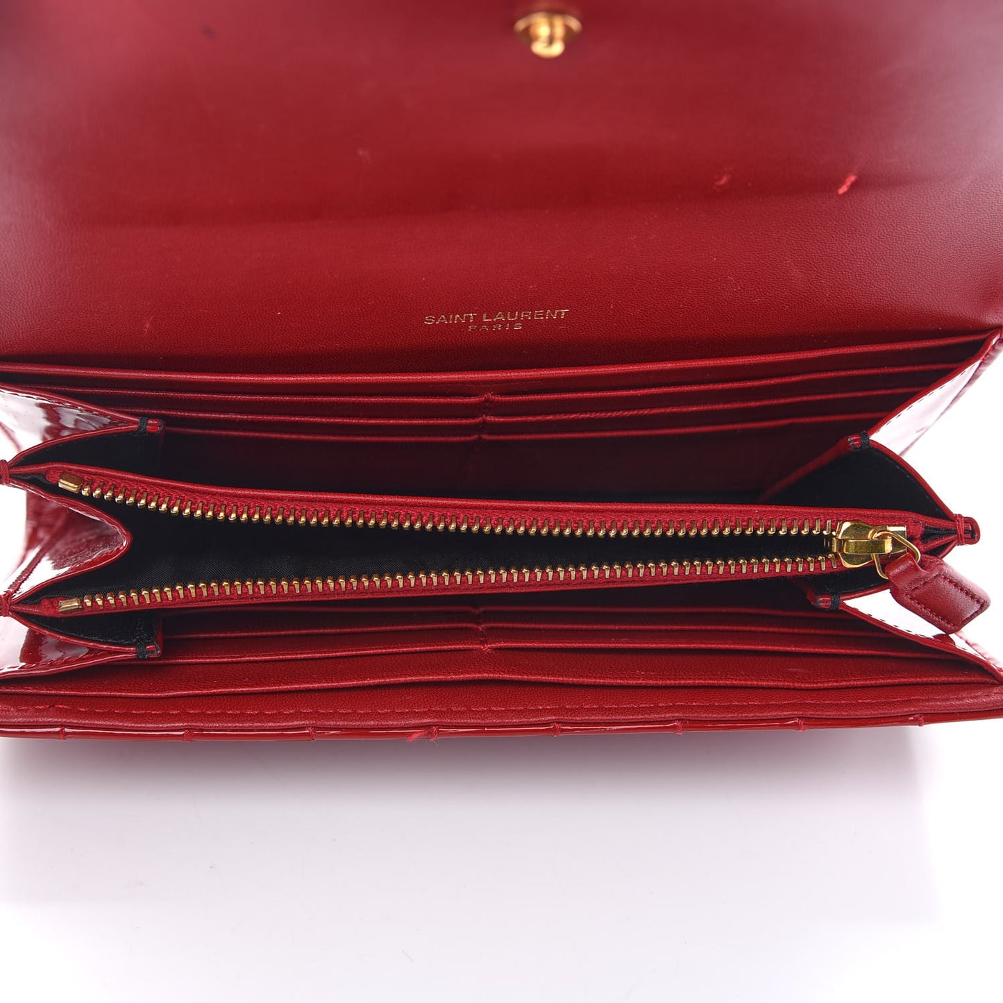 Patent Calfskin Matelasse Monogram Large Vicky Continental Wallet Rouge Eros