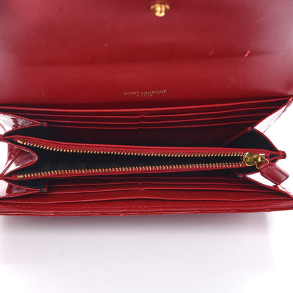 Saint Laurent Patent Calfskin Matelasse Monogram Large Vicky Continental Wallet Rouge Eros 5 of 8