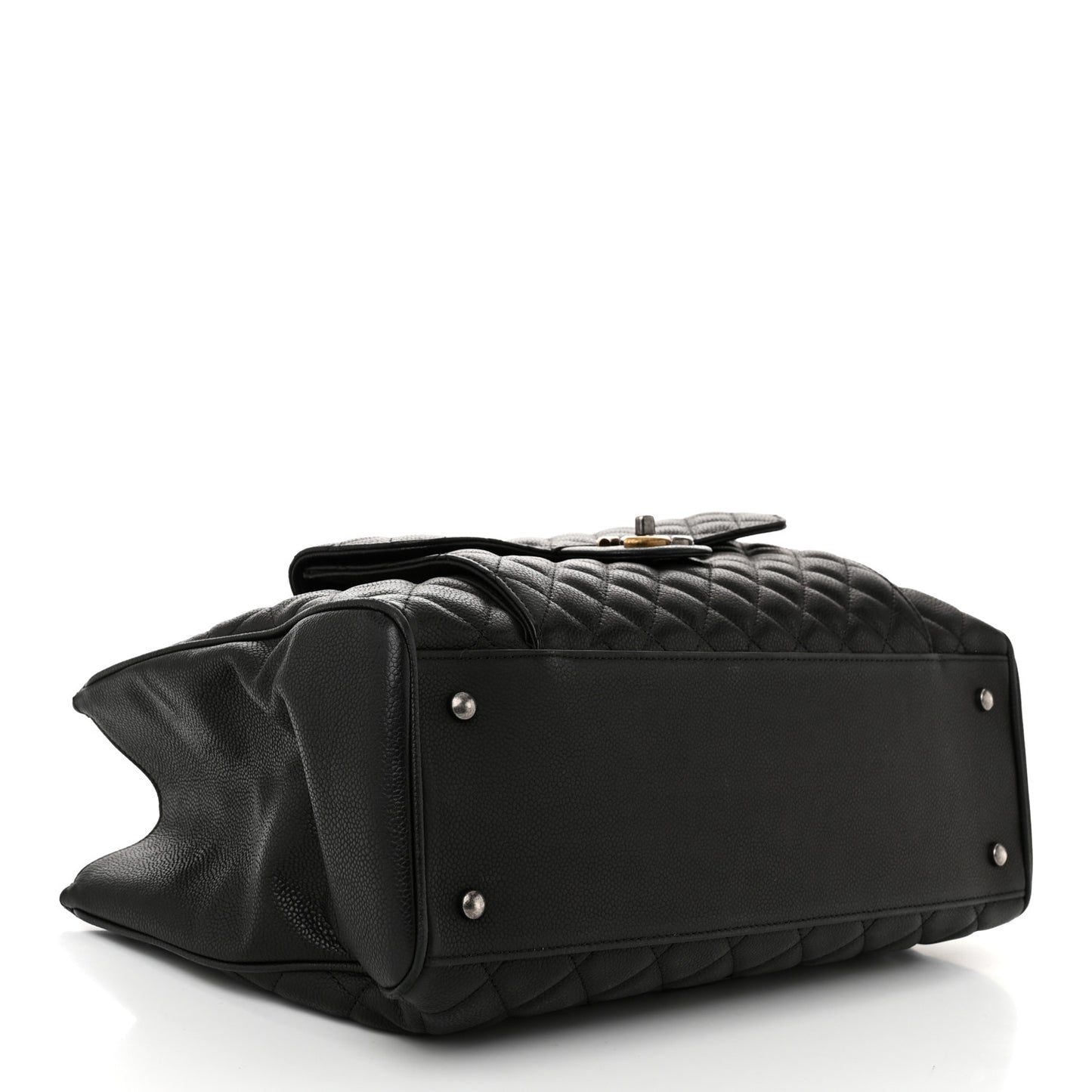 Caviar Quilted Large Casual Pocket Tote Black