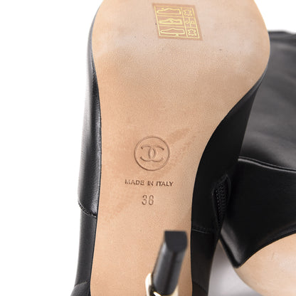 Chanel Lambskin Peep Toe Short Ankle Boots 38 Black 8 of 11