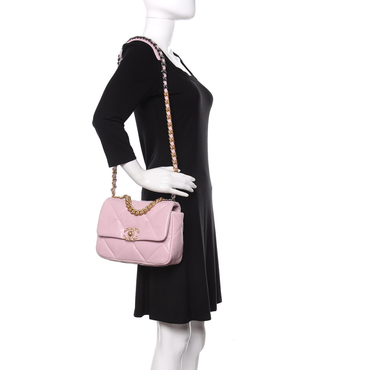 Lambskin Quilted Medium 19 Flap Light Pink