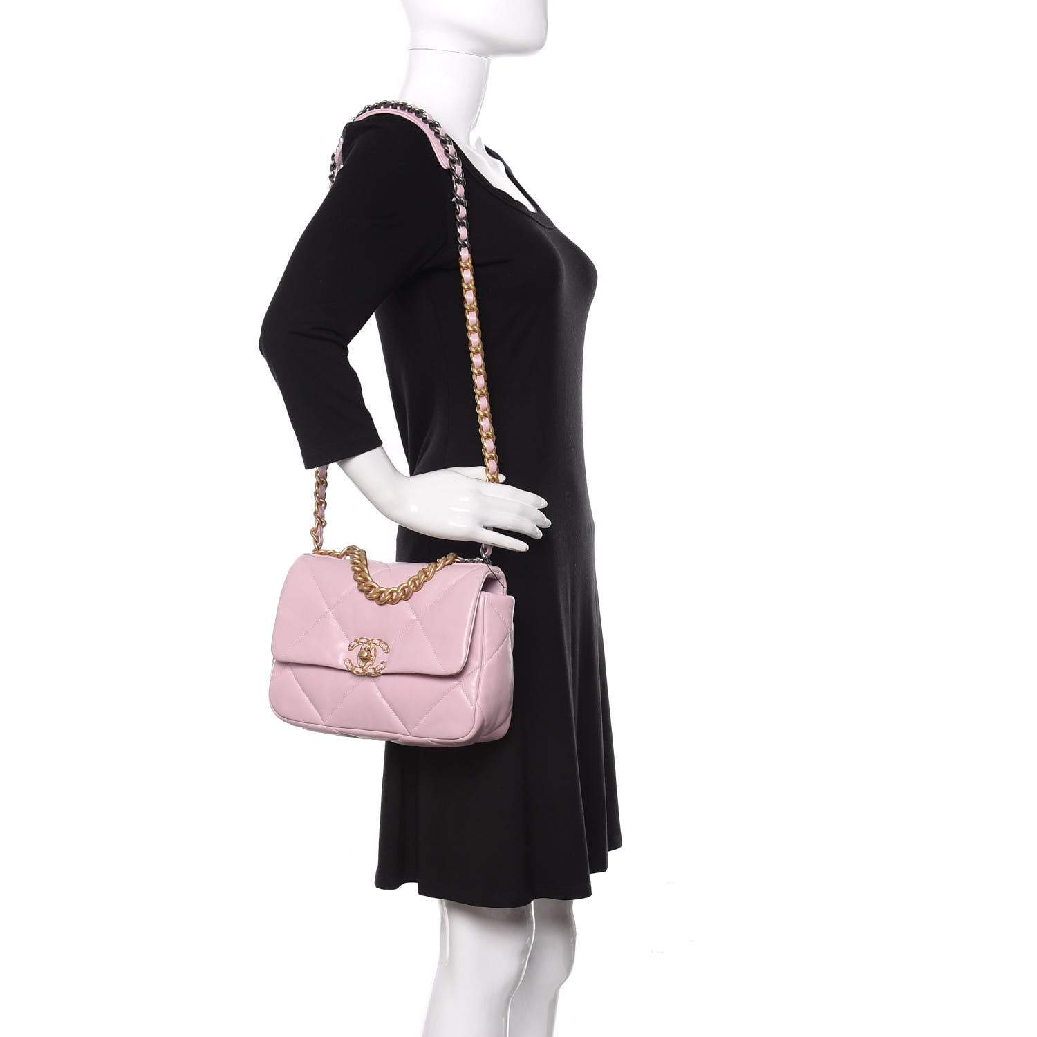 Chanel Lambskin Quilted Medium 19 Flap Light Pink 2 of 11