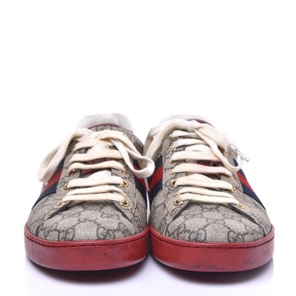 Gucci GG Supreme Monogram Ayers Mens New Ace Low-Top Sneaker 8.5 Beige Red 3 of 10