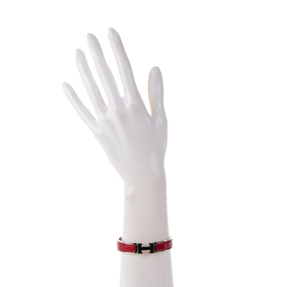 Hermes Enamel Narrow Clic Clac H Bracelet PM Rouge 2 of 5
