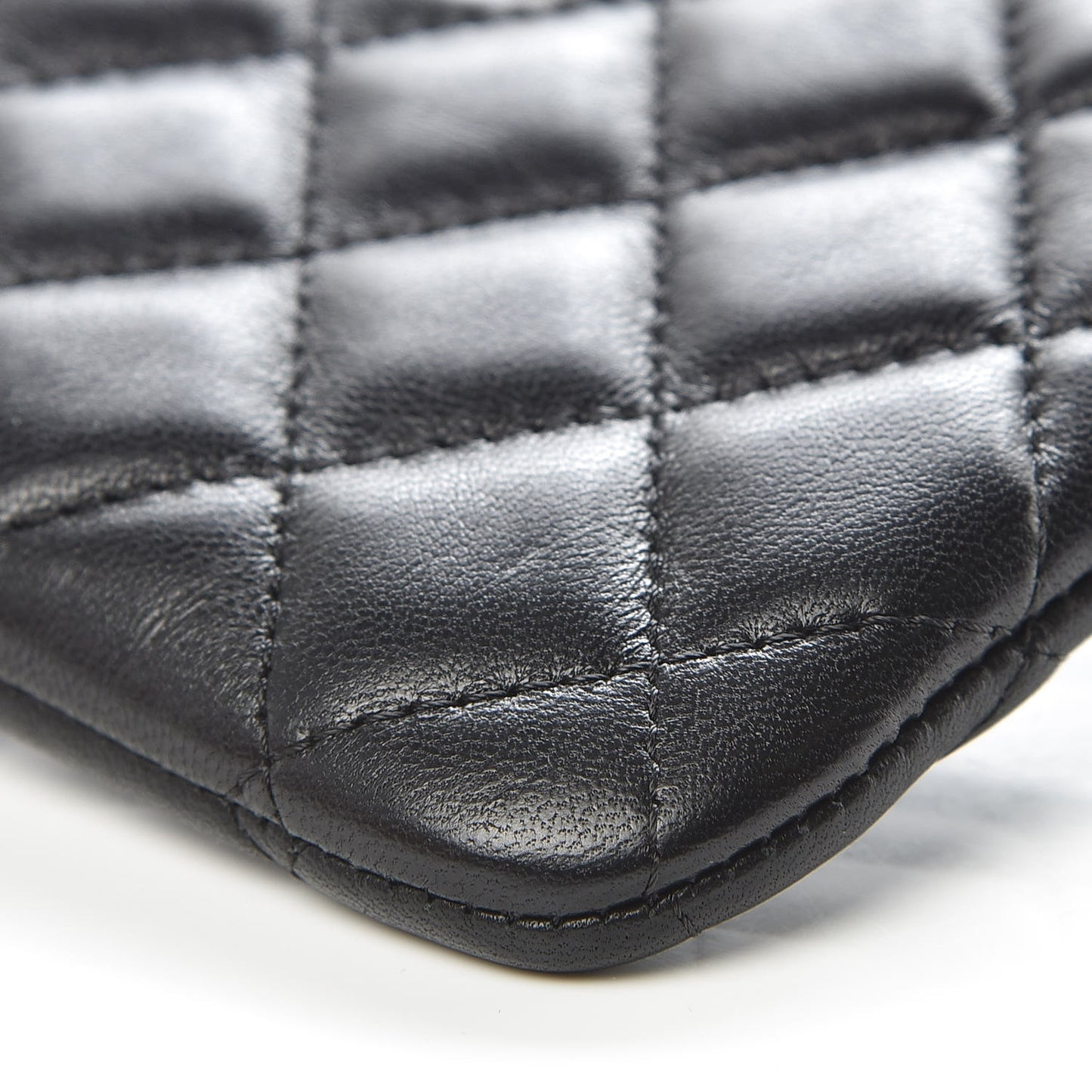 Lambskin Quilted Small Cosmetic Case Black