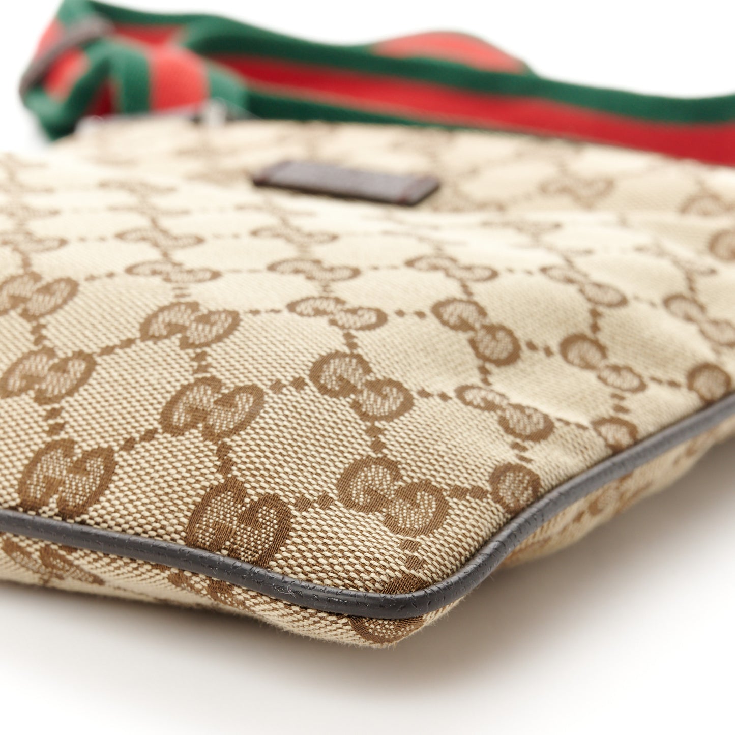 Monogram Web Small Flat Messenger Bag Brown