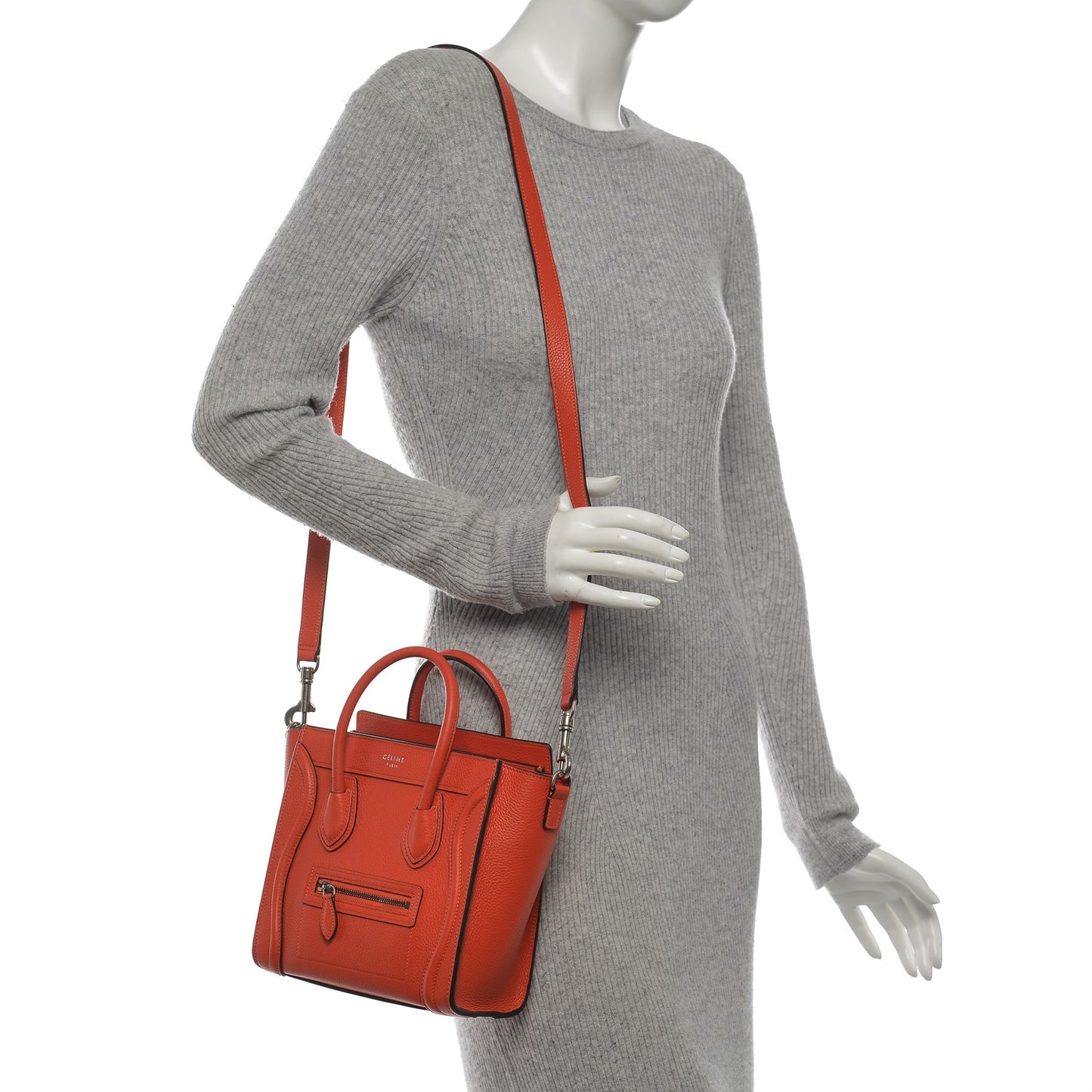 Drummed Calfskin Nano Luggage Vermillion