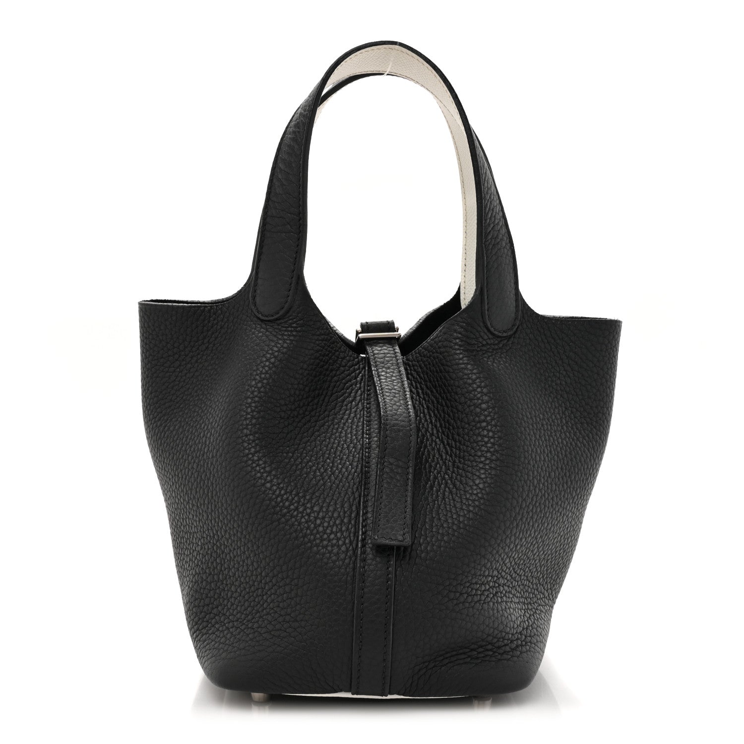 Hermes Taurillon Clemence Epsom Eclat Picotin 18 PM Black White 1 of 9