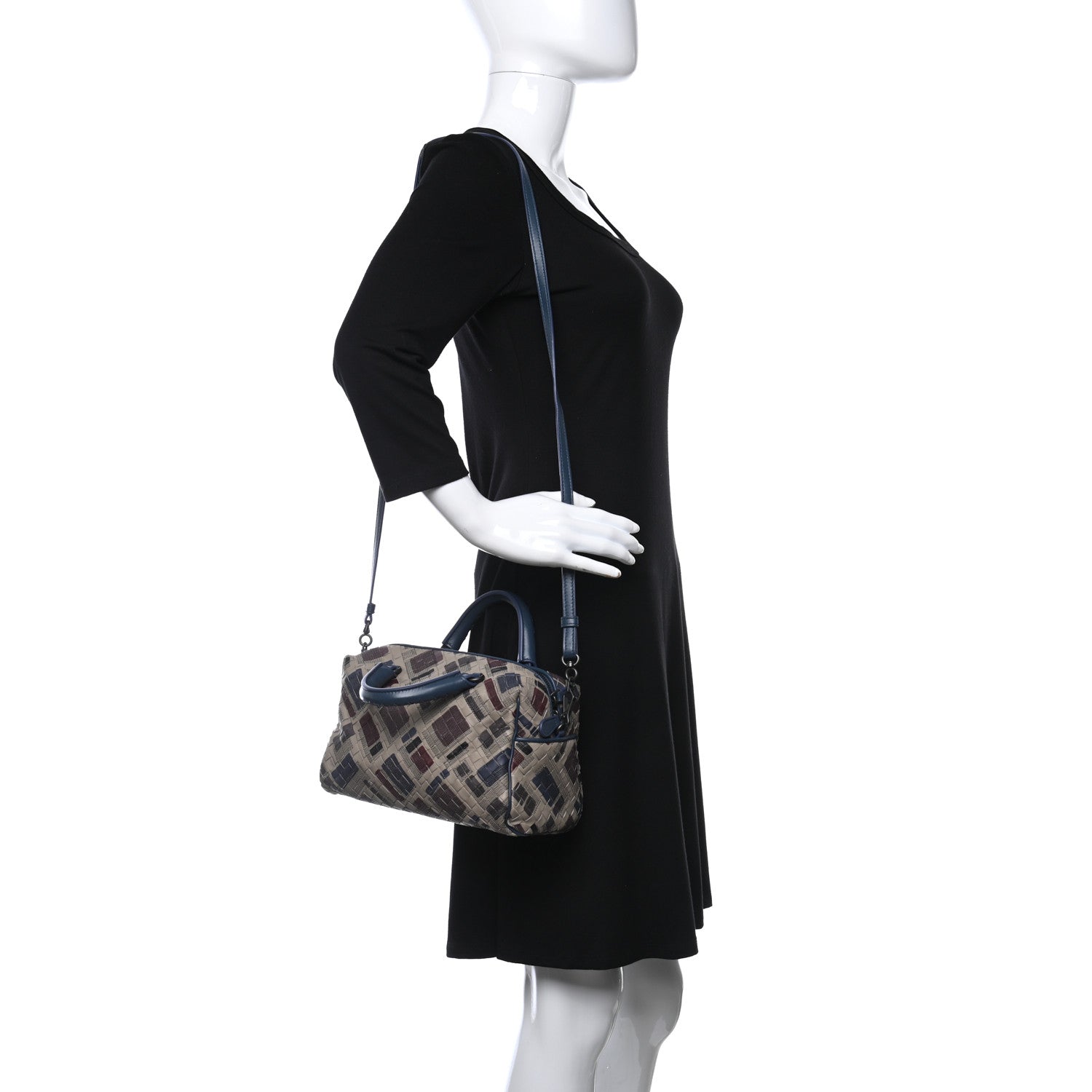 Bottega Veneta Nappa Intrecciato Stitched Mini Boston Beige Blue Multicolor 3 of 10