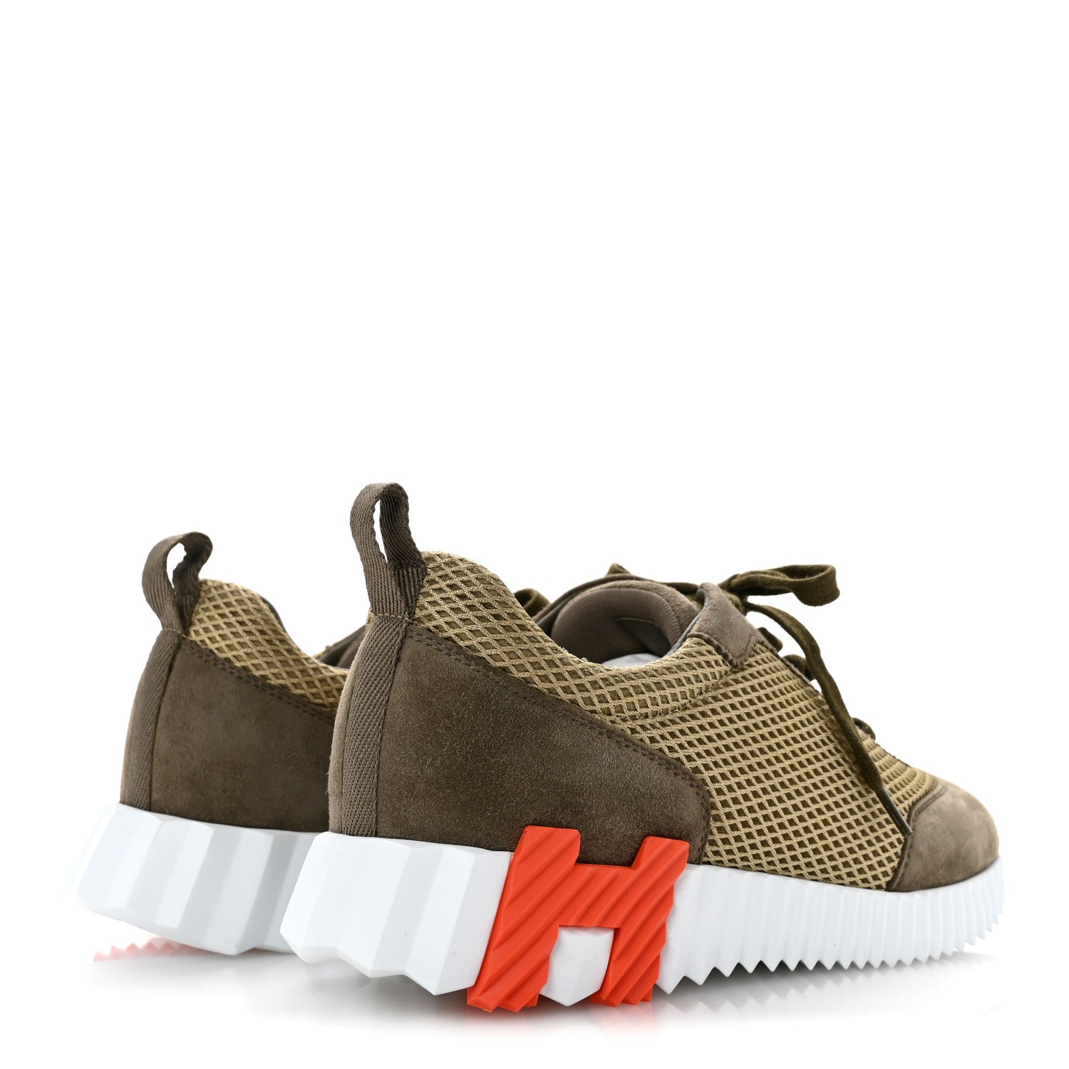 Hermes Air Mesh Suede Goatskin Bouncing Sneakers 40 Vert Toundra 5 of 10