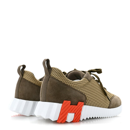 Hermes Air Mesh Suede Goatskin Bouncing Sneakers 40 Vert Toundra 5 of 10