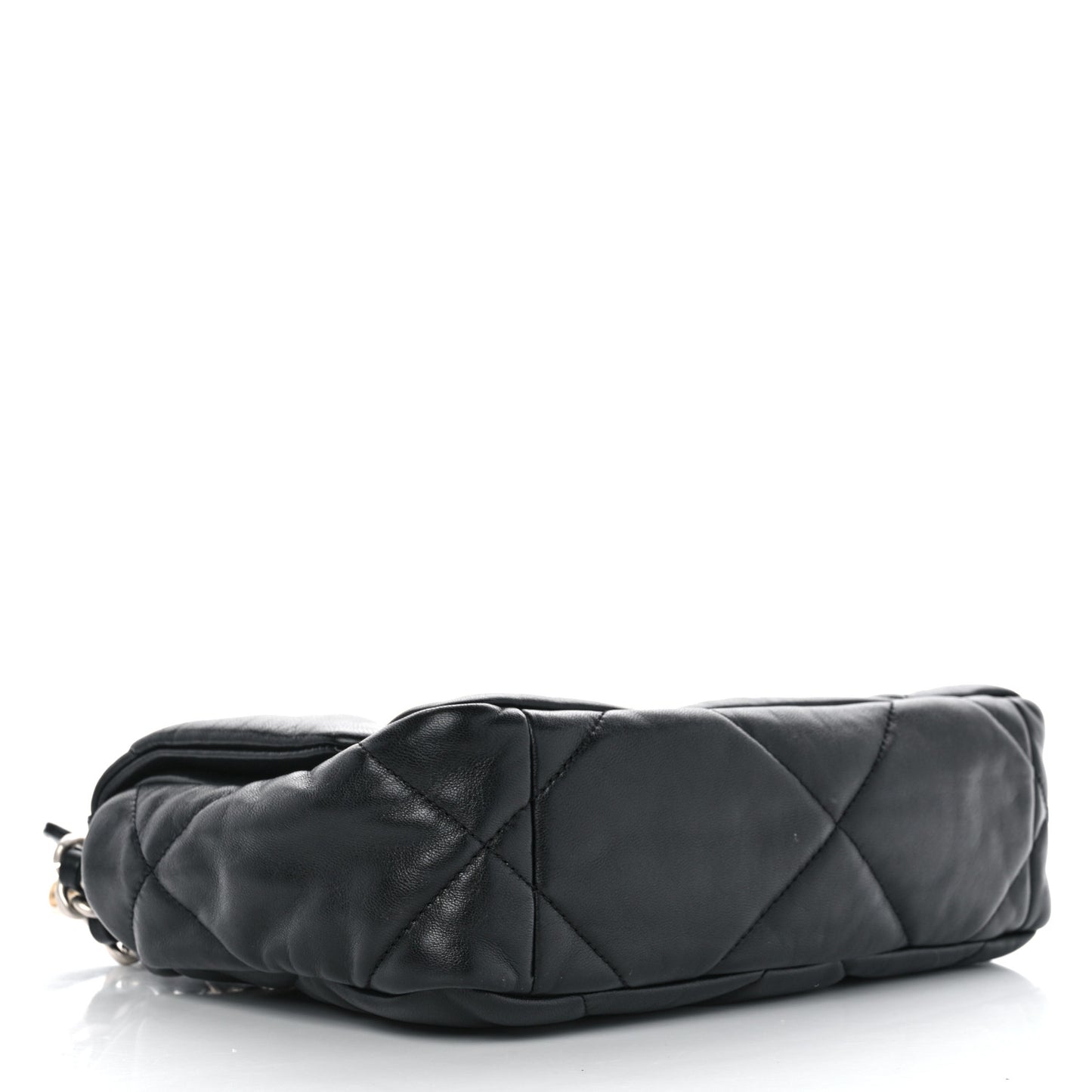 Shiny Goatskin Quilted Medium Chanel 19 Flap Black