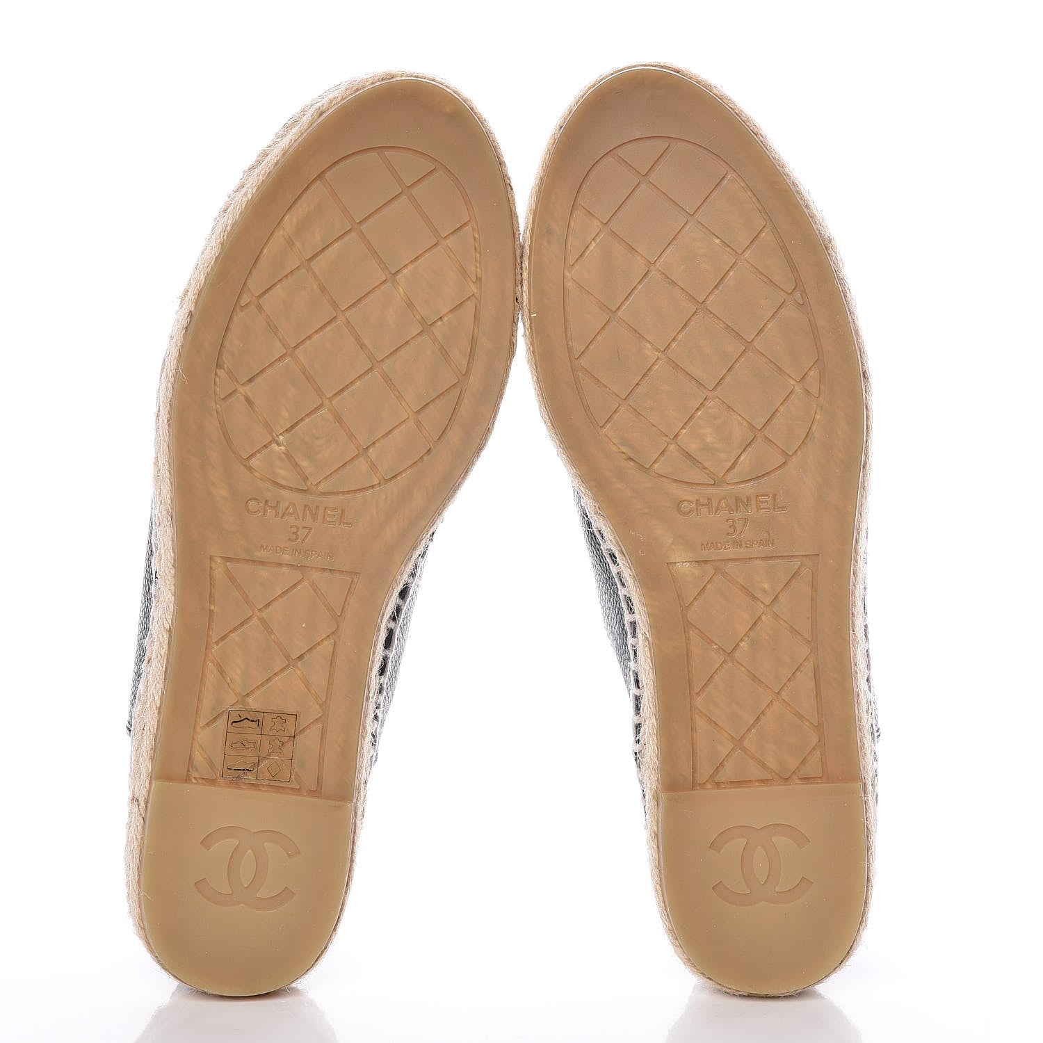 Chanel Grained Calfskin CC Espadrilles 37 Navy Black 5 of 10