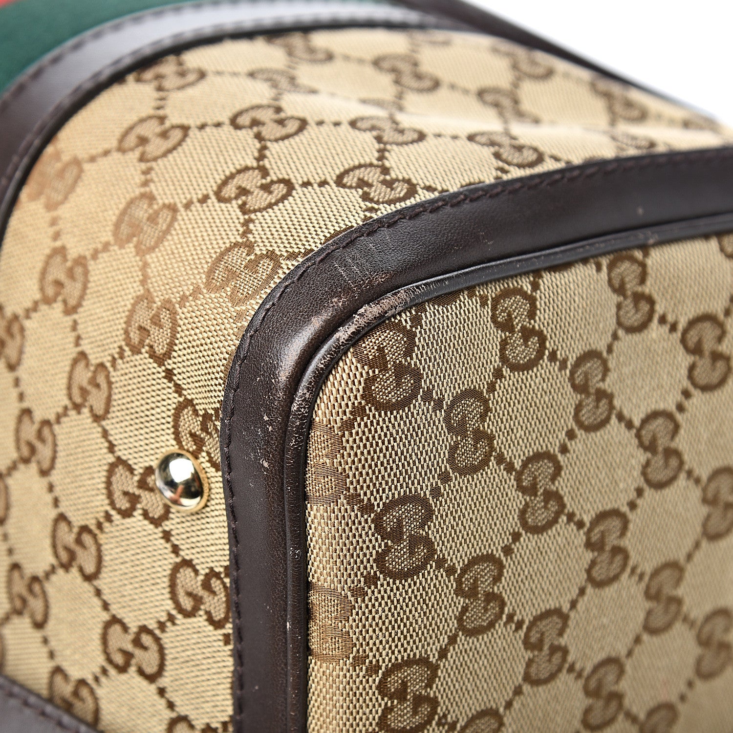 Gucci Monogram Vintage Web Medium Boston Dark Brown 10 of 10