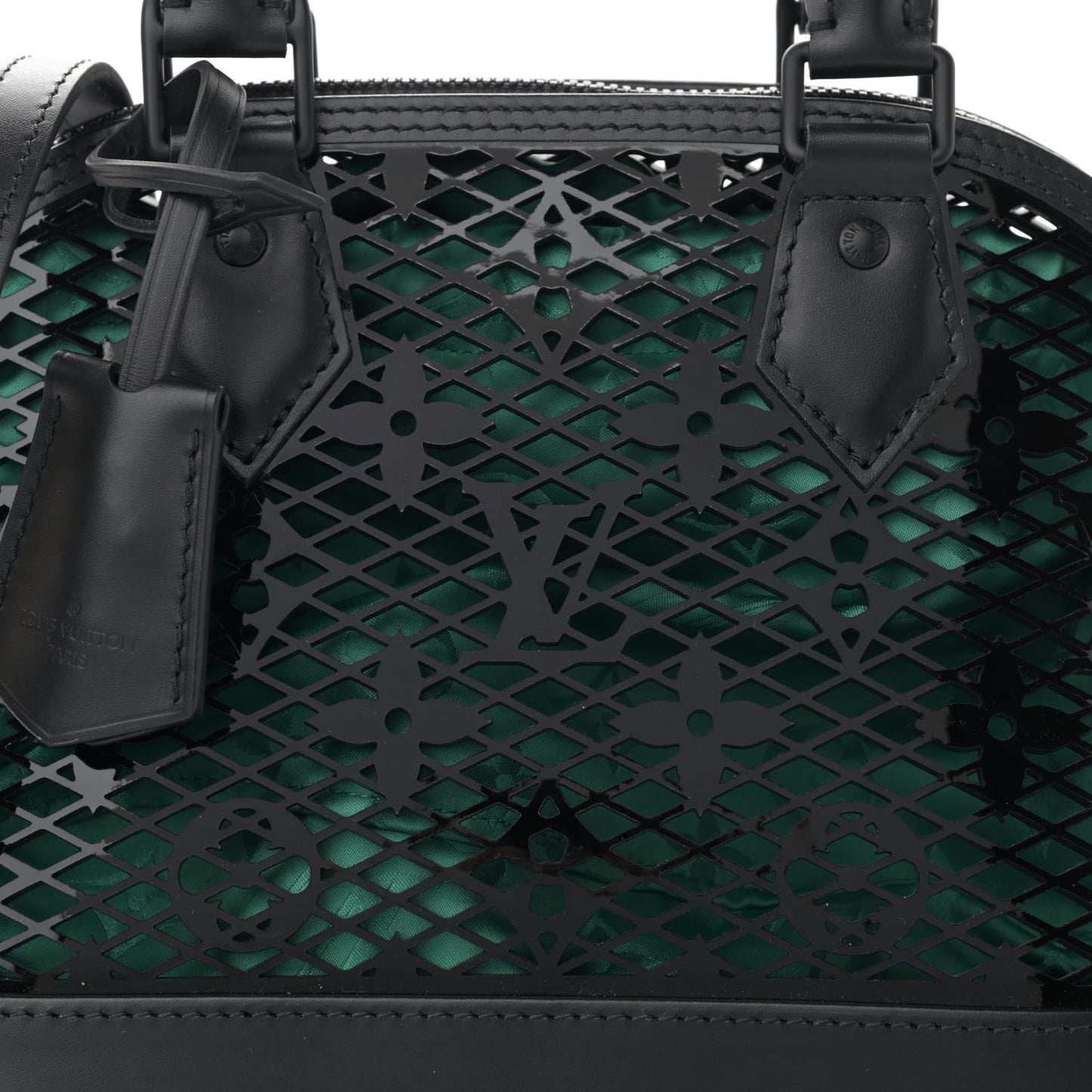 Patent Calfskin Laced Monogram Alma BB Black Green