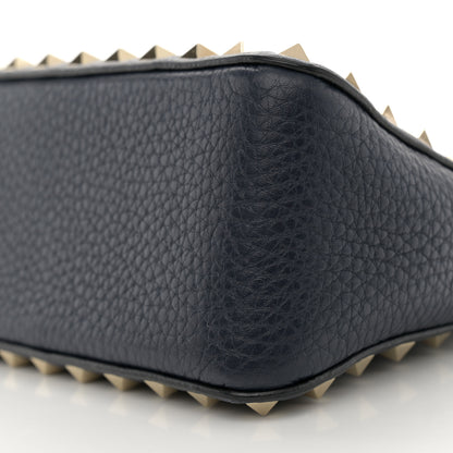 Valentino Garavani Pebbled Calfskin Small Rockstud Flip Lock Shoulder Bag Marine 9 of 10