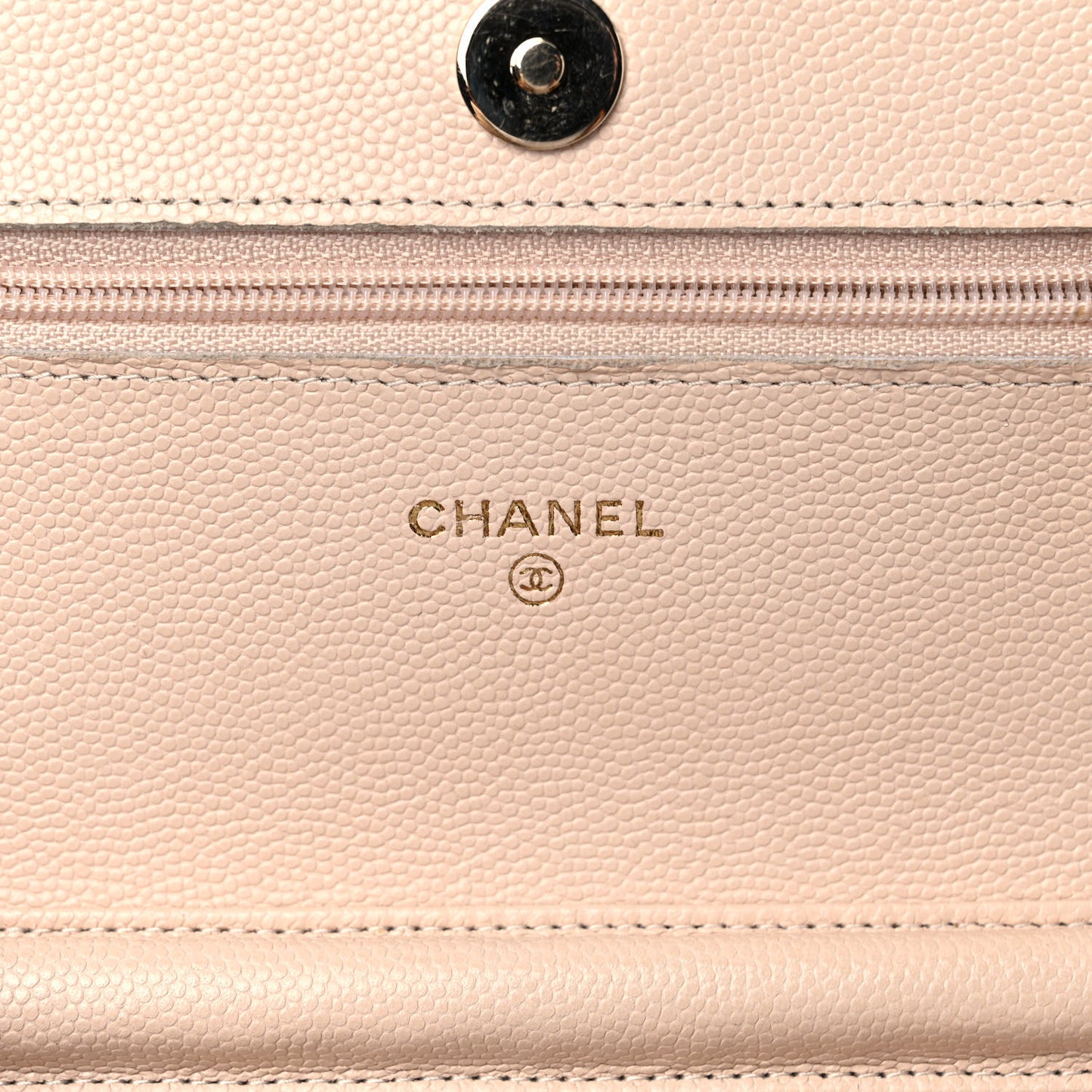 Caviar Quilted Coco Candy Wallet On Chain WOC Beige