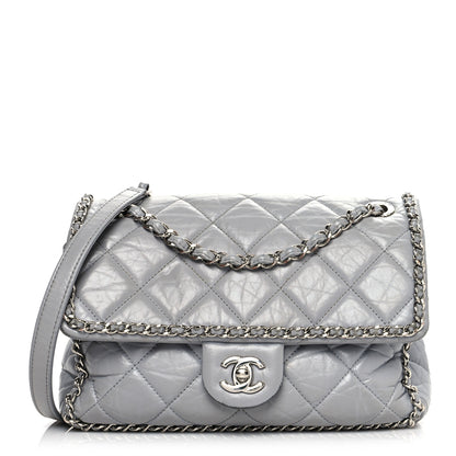Chanel Crumpled Calfskin Medium Chain All Over Flap Grey 1 of 16
