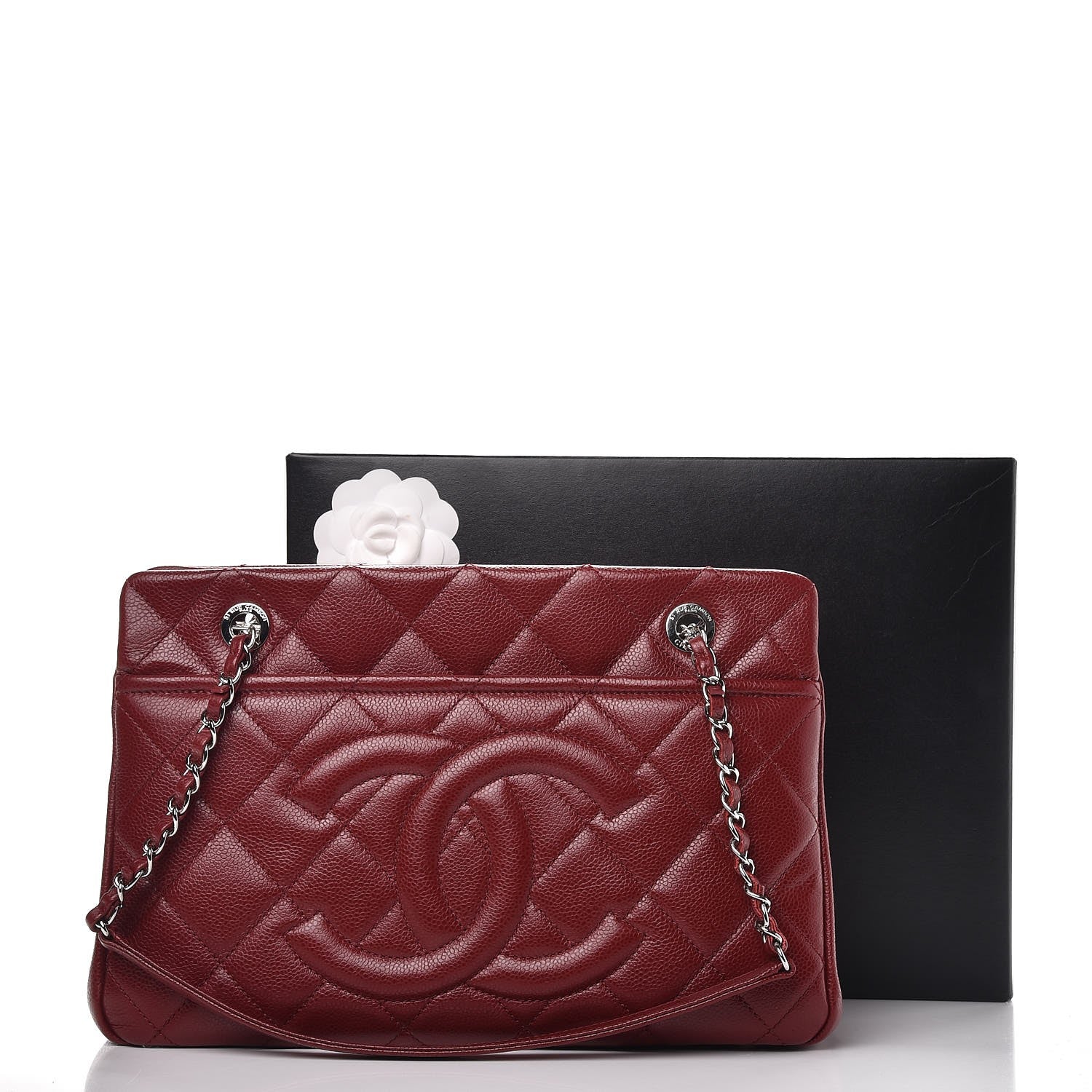 Chanel Soft Caviar Timeless Medium Shopping Tote Dark Red 8 of 8