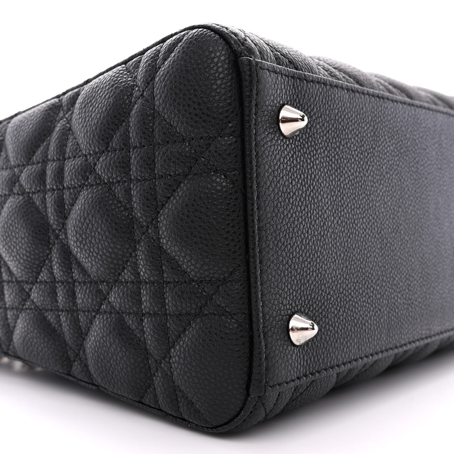 Christian Dior Grained Calfskin Cannage Medium Lady Dior Black 9 of 12
