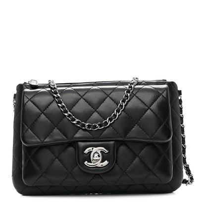 Chanel Lambskin Quilted Front Pocket Clutch With Chain Black 1 of 11