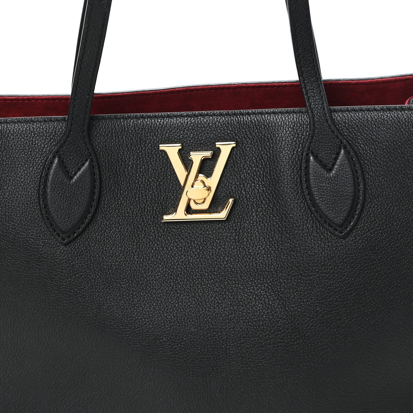 Grained Calfskin Lockme Shopper Black