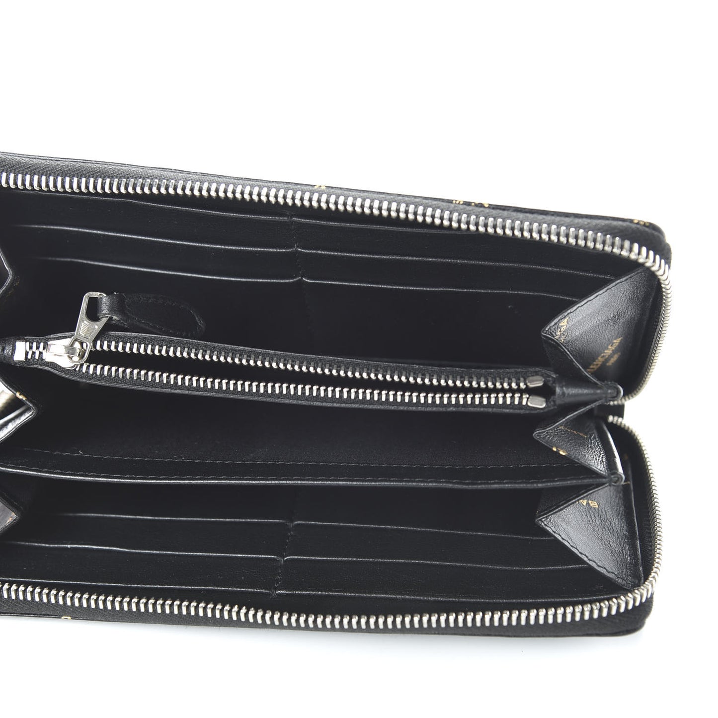 Calfskin Allover Logo Bazar Continental Zip Around Wallet Black Gold