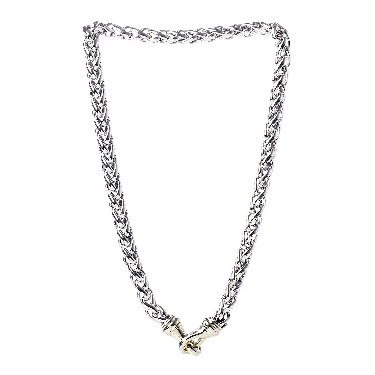 David Yurman Sterling Silver 14K Yellow Gold 8mm Wheat Chain Necklace 3 of 5