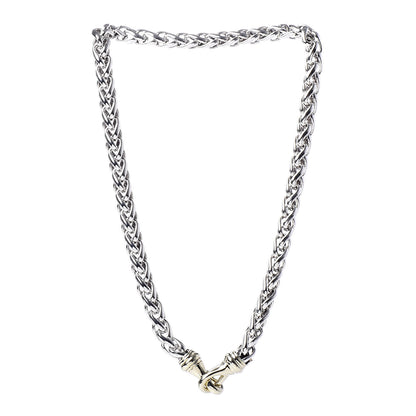 David Yurman Sterling Silver 14K Yellow Gold 8mm Wheat Chain Necklace 3 of 5
