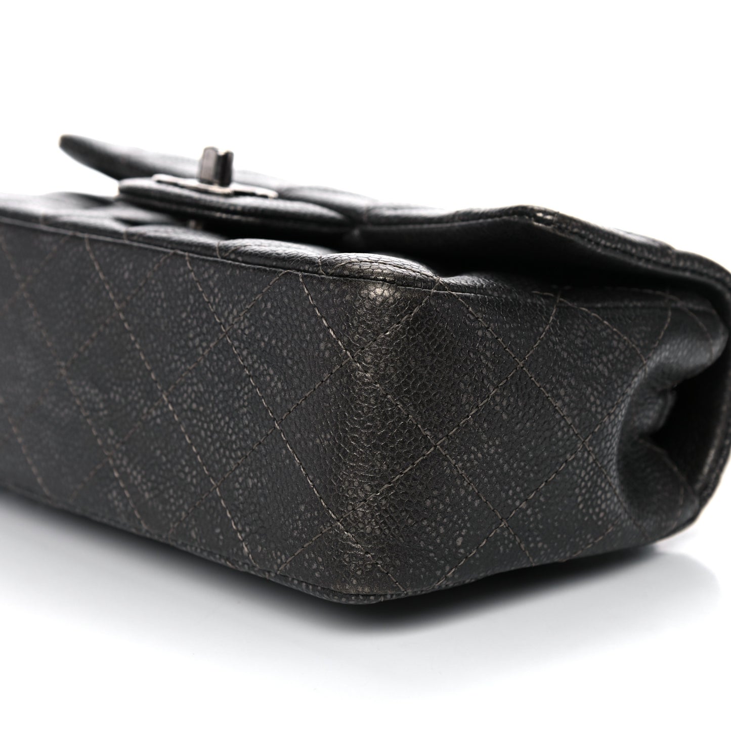 Metallic Caviar Quilted Mini Rectangular Flap Black