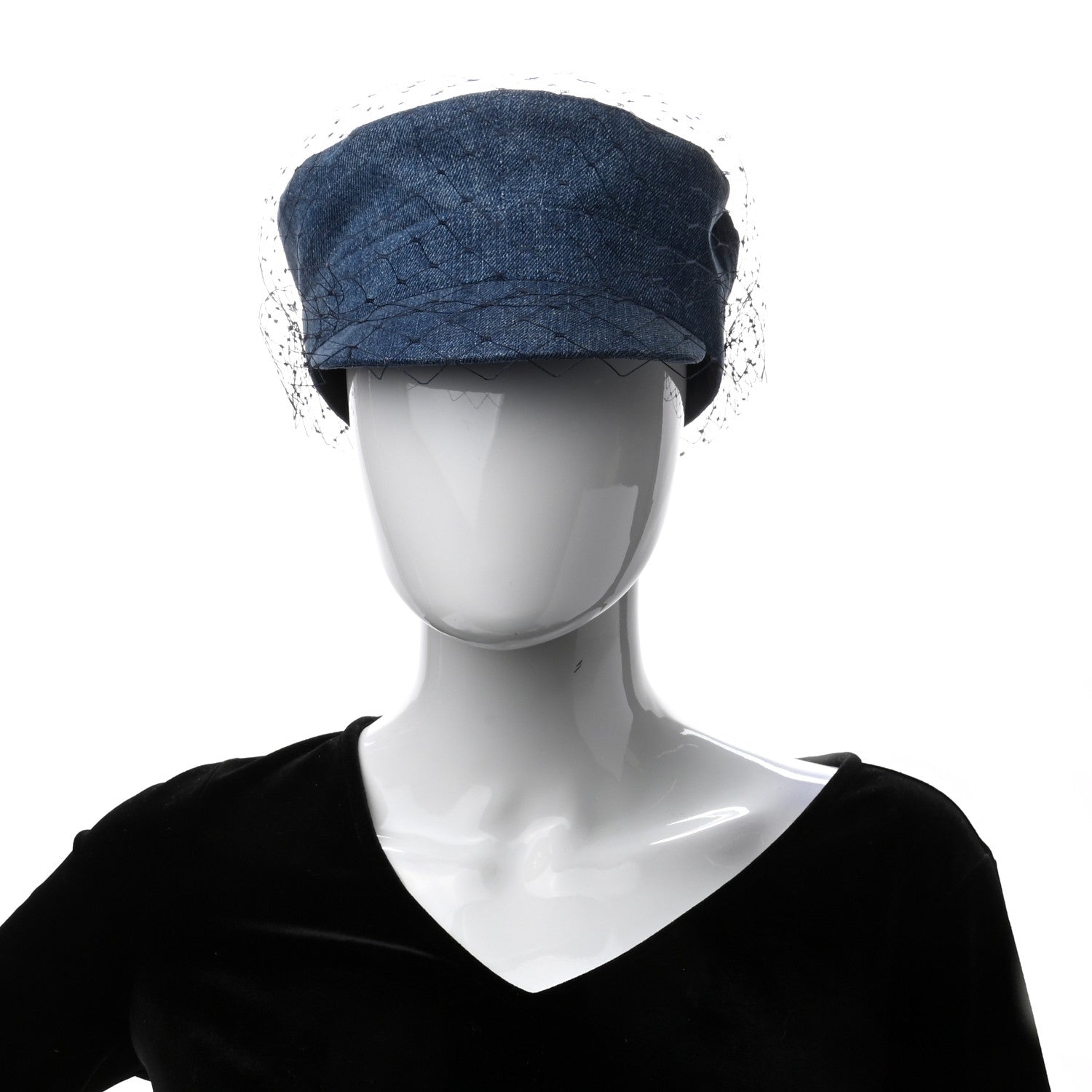 Christian Dior Denim Arty Veil Cap 58 Blue 2 of 9