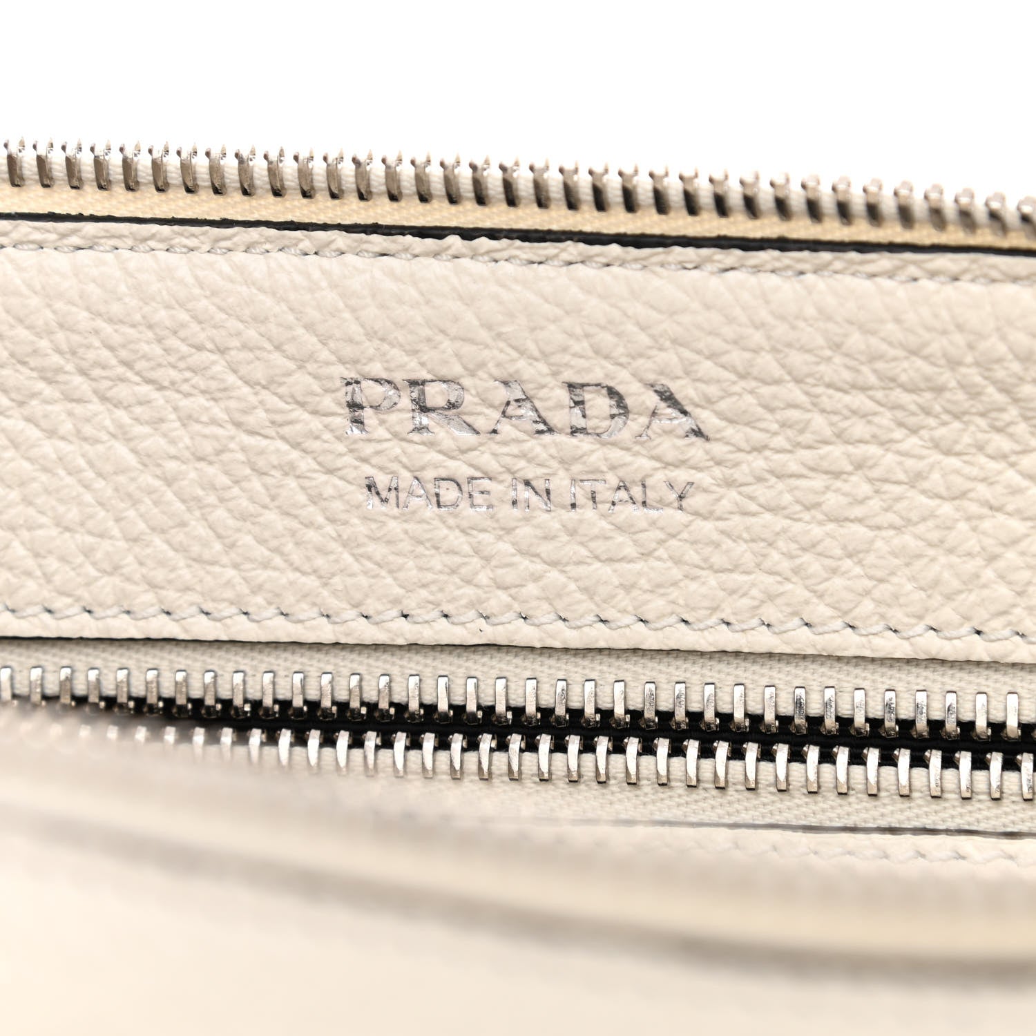 Prada Vitello Daino Soft Zippered Shoulder Bag White 6 of 11