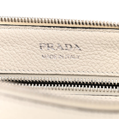 Prada Vitello Daino Soft Zippered Shoulder Bag White 6 of 11