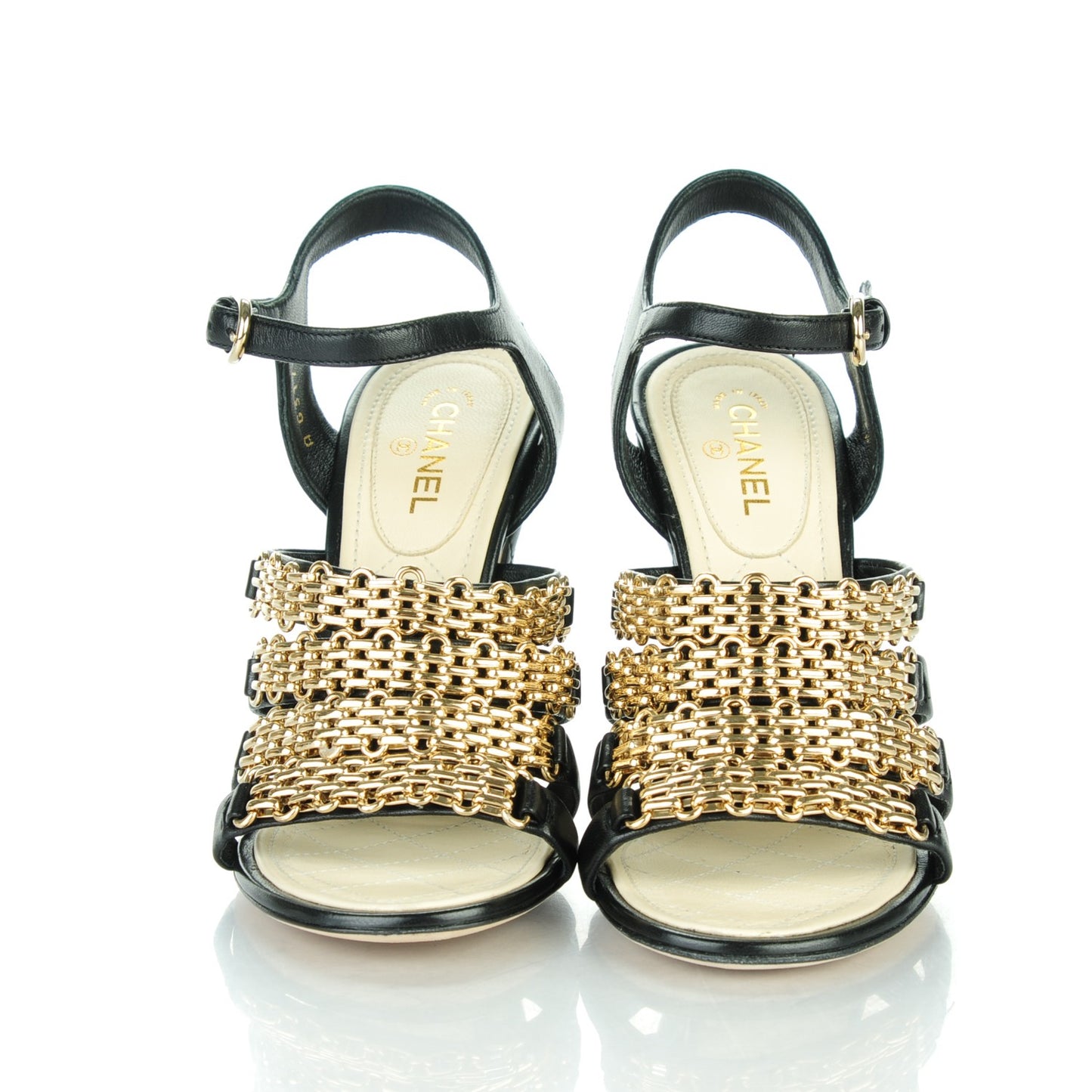 Lambskin Reissue Chain Sandals 36.5 Black Gold