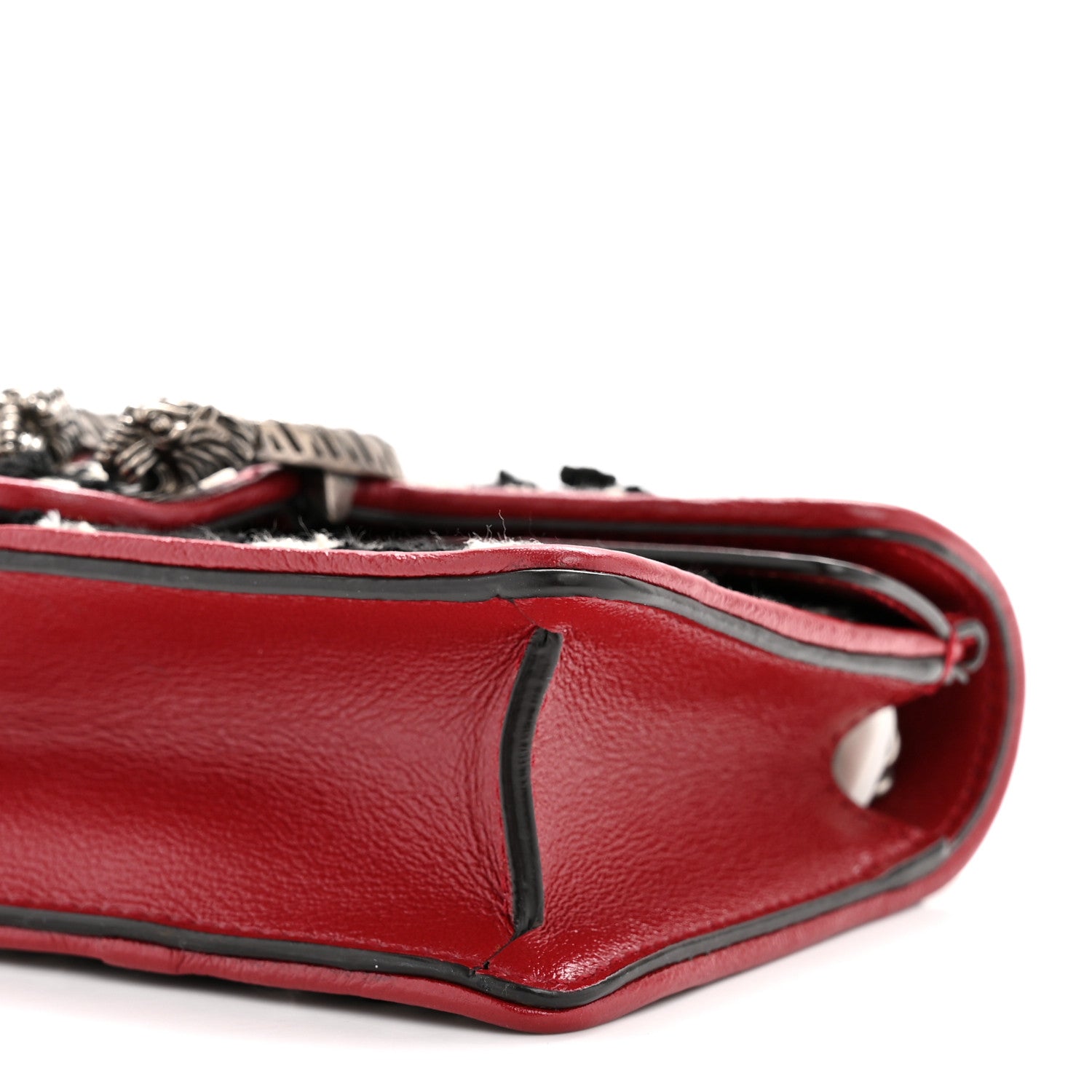 Gucci Tweed GG Monogram Super Mini Dionysus Shoulder Bag Black White Romantic Cherry 9 of 10
