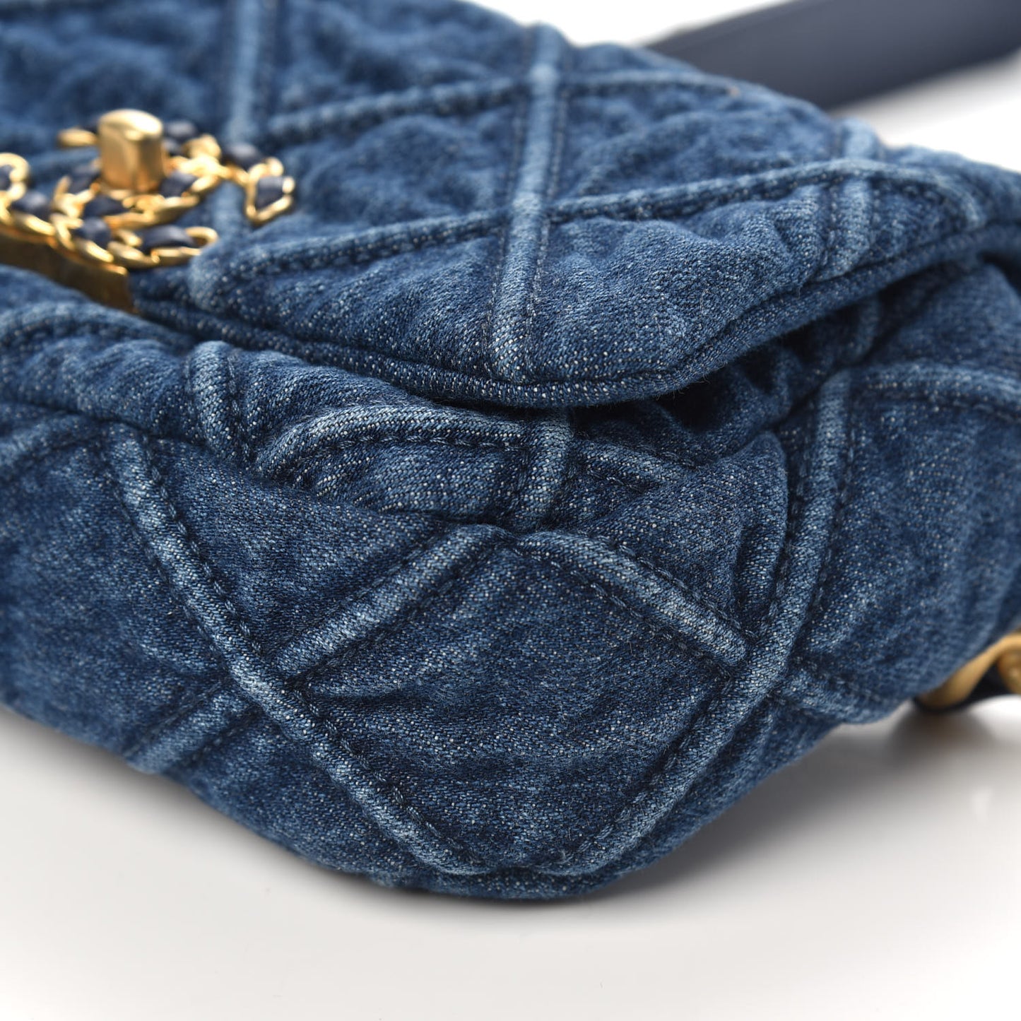 Denim Quilted 19 Belt Bag Blue