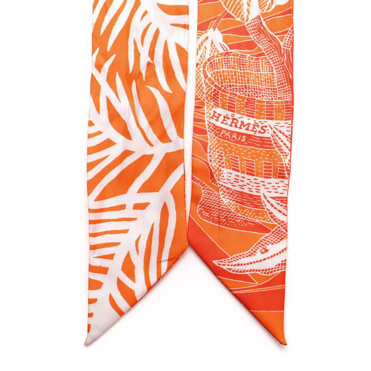 Hermes Silk La Danse Des Amazones Twilly Orange Corail White 2 of 4